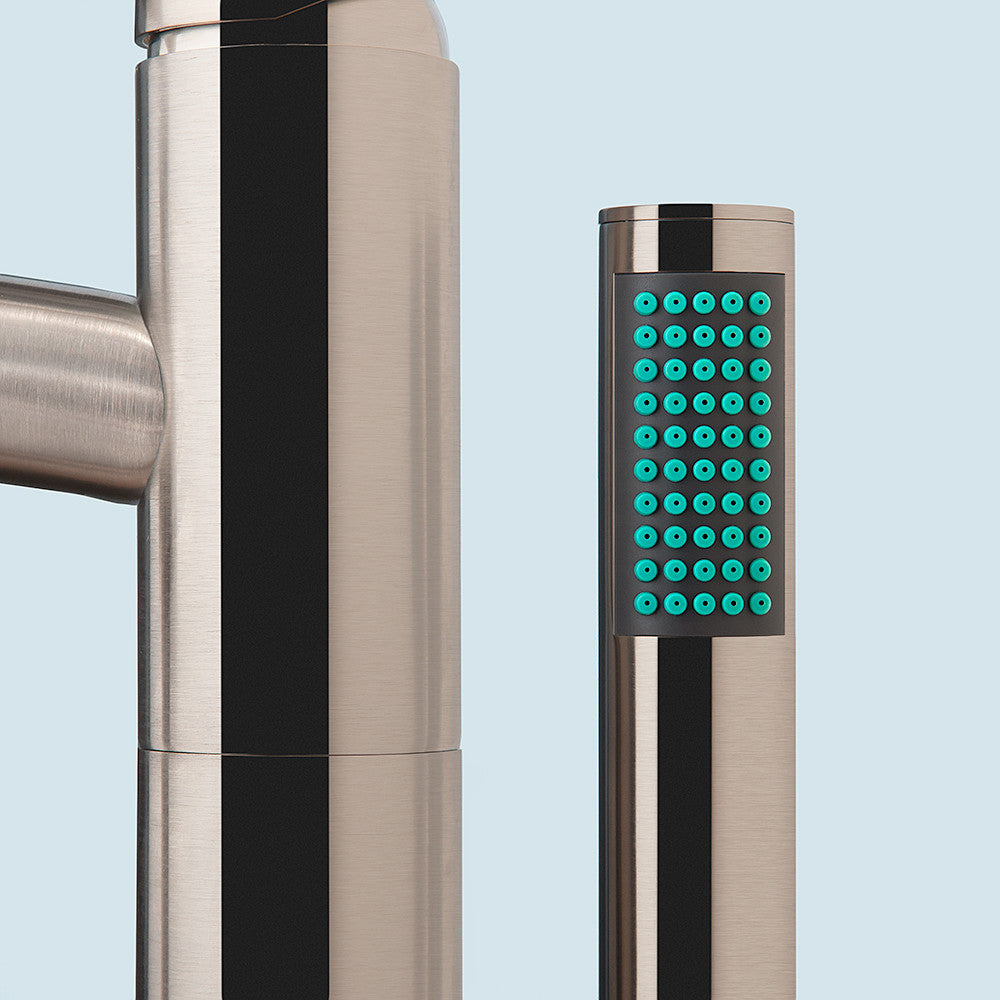 Wyndham Collection Taron Floor-Mounted Bathroom Faucet - Brushed Nickel