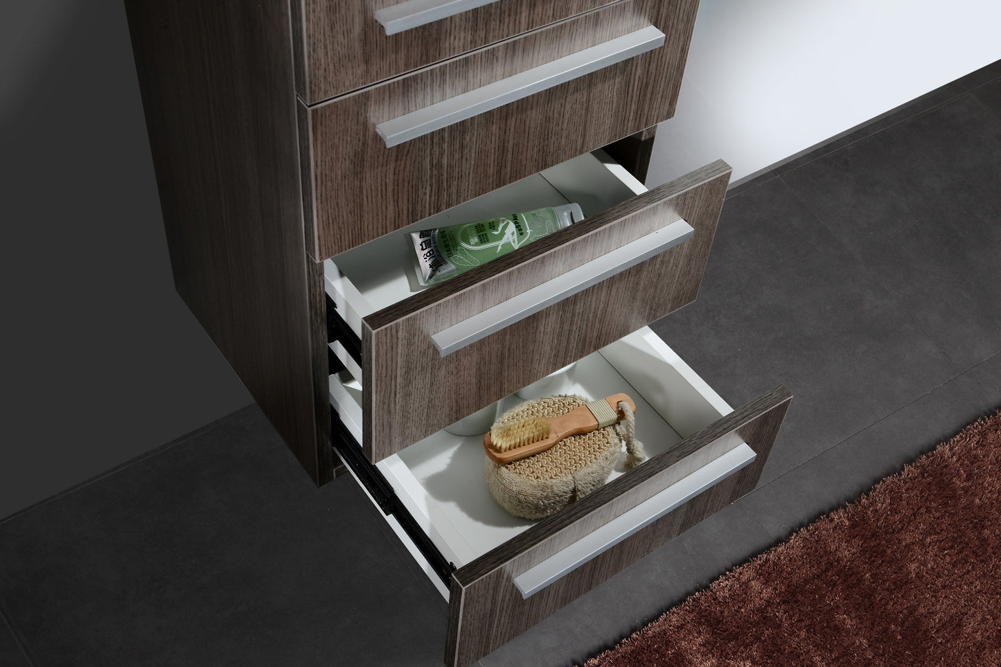 Aquamoon Vance Modern Linen Cabinet - Grey oak