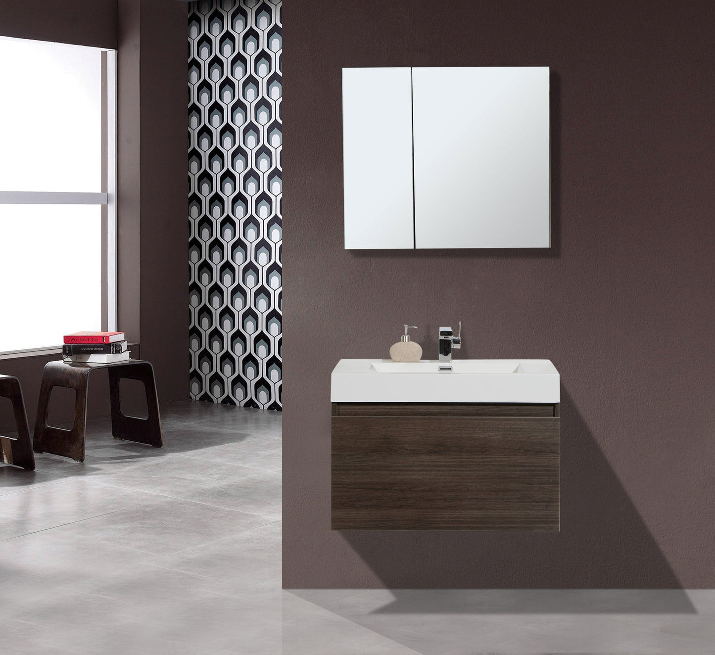 Aquamoon Venice 31" Modern Bathroom Vanity Set - Grey Oak