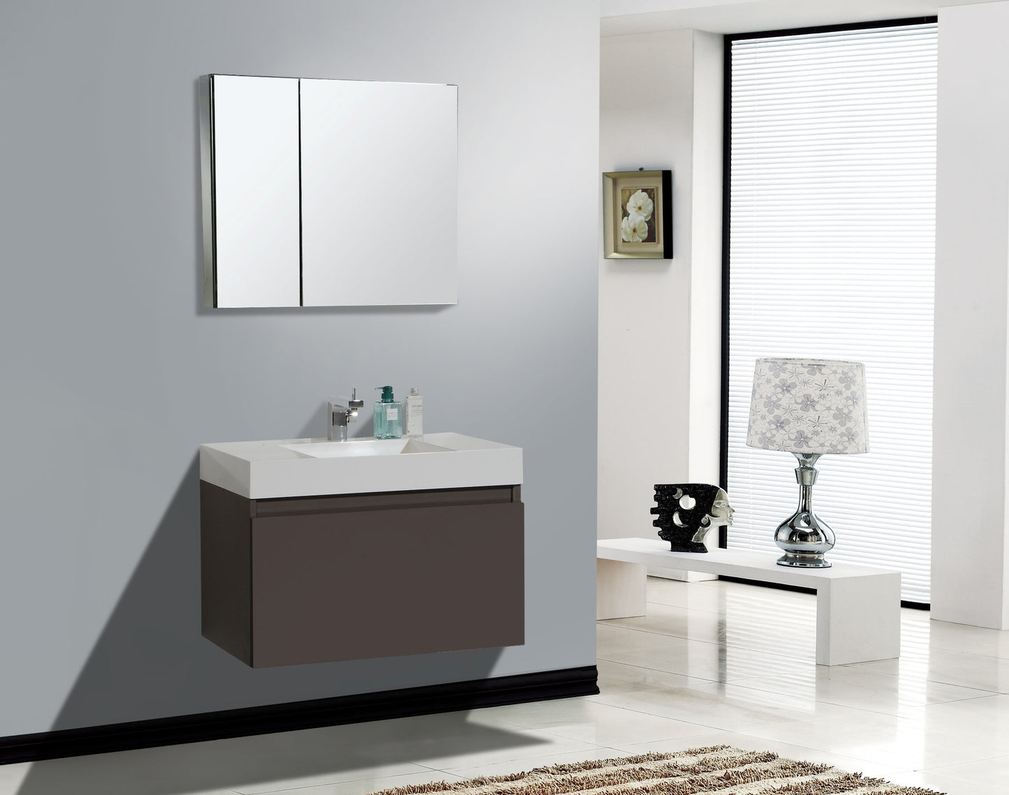 Aquamoon Venice 31" Modern Bathroom Vanity Set - Grey Brown