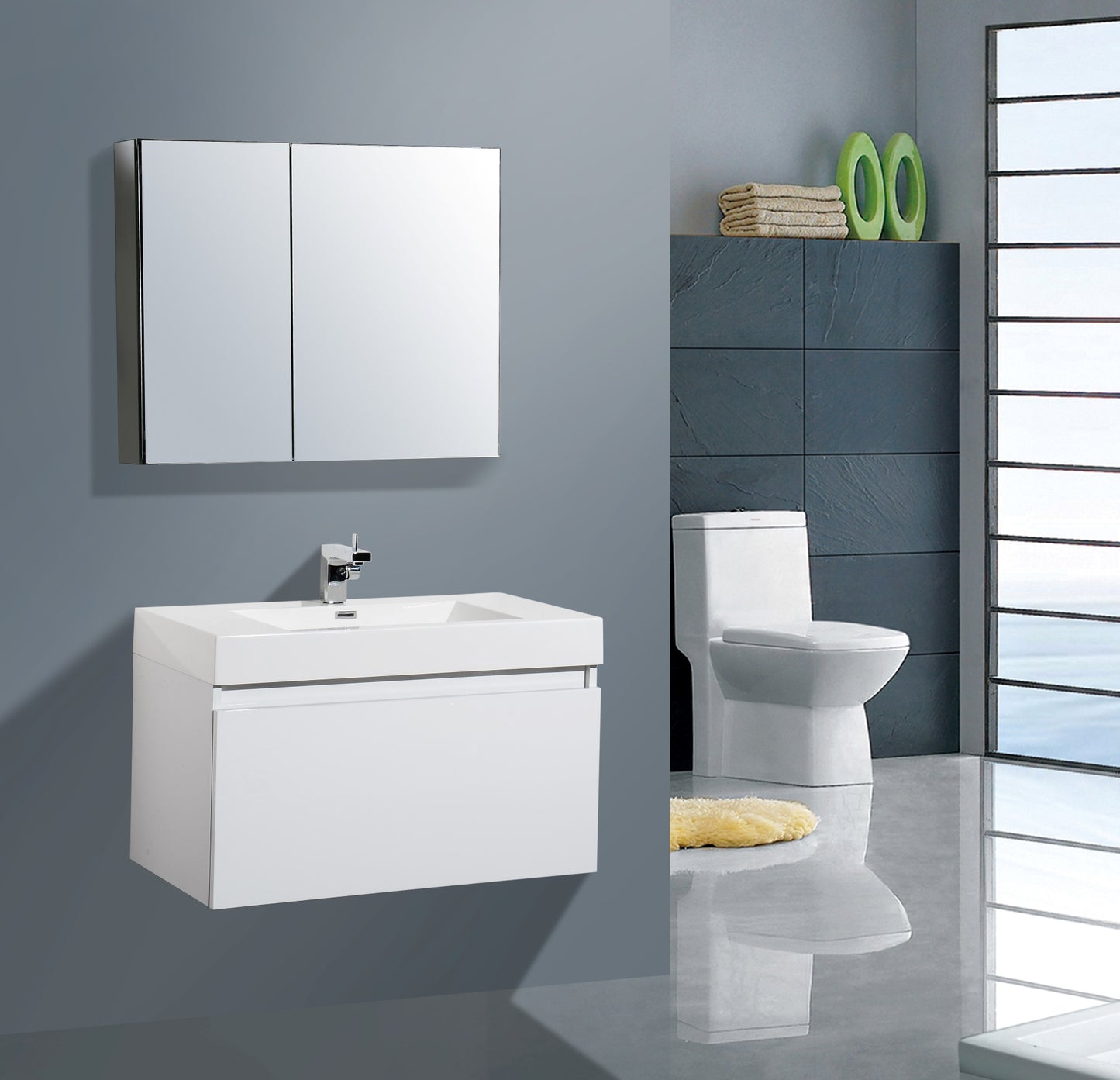 Aquamoon Venice 36 Modern Bathroom Vanity Set - White