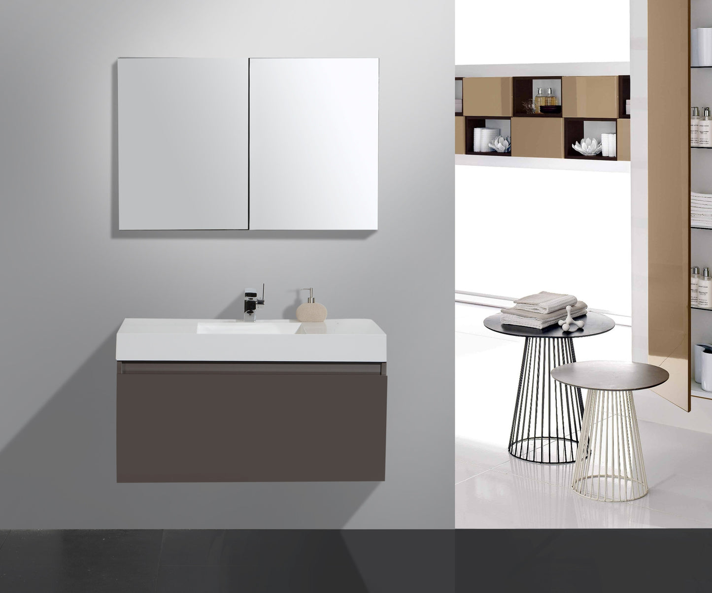 Aquamoon Venice 39 Modern Bathroom Vanity Set - Grey Brown