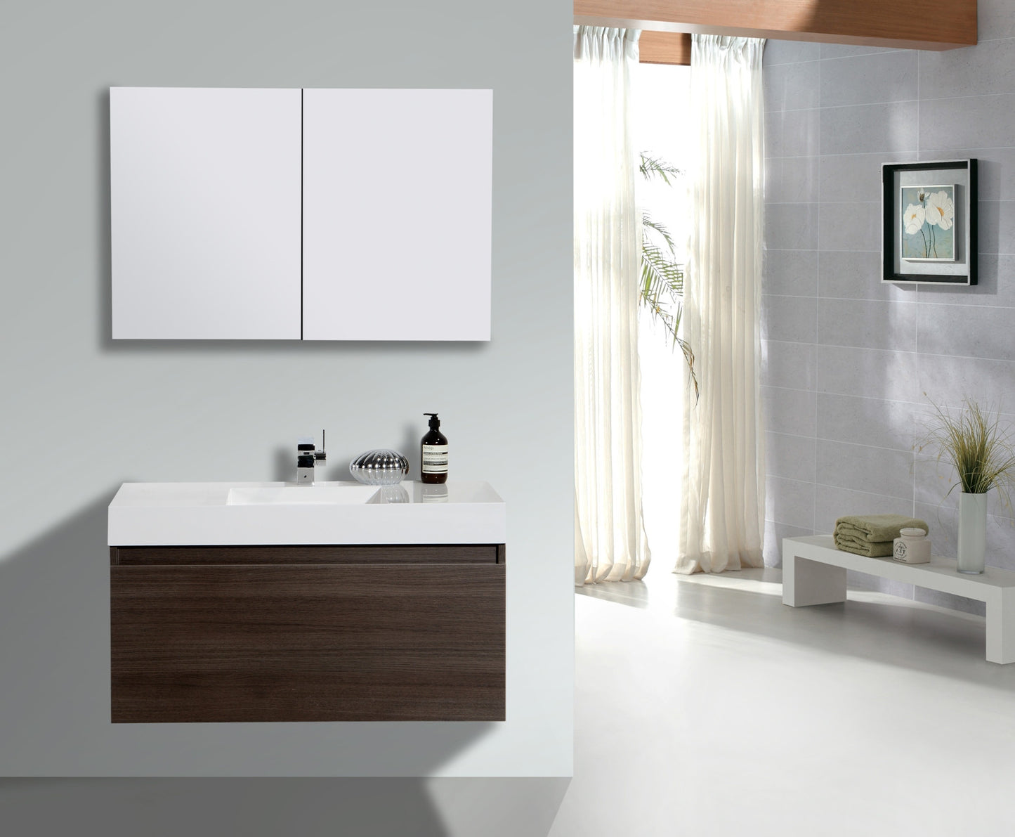 Aquamoon Venice 39 Modern Bathroom Vanity Set - Grey Oak