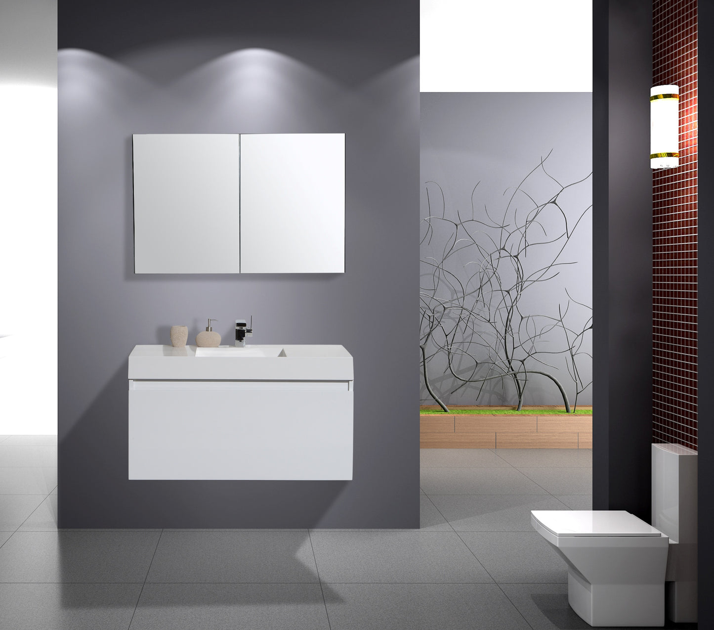 Aquamoon Venice 39 Modern Bathroom Vanity Set - White