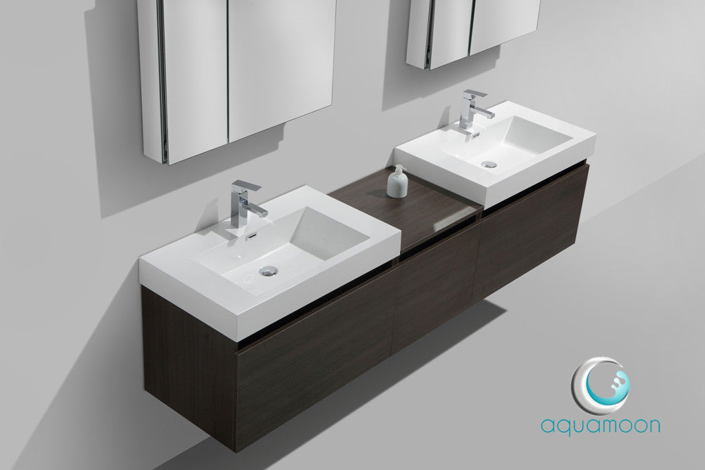 Aquamoon Venice 83 Double Modern Bathroom Vanity Set Square Sink - Grey Oak