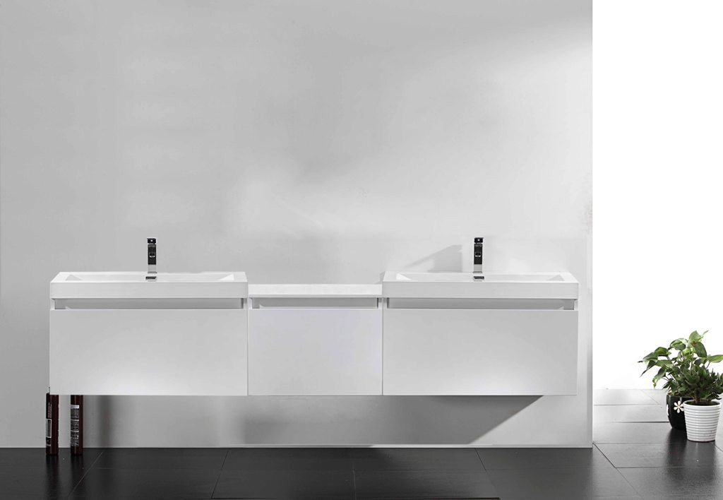 Aquamoon Venice 98" Double Modern Bathroom Vanity set - White