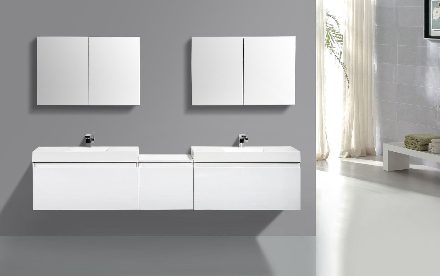 Aquamoon Venice 83" Double Modern Bathroom Vanity set - White