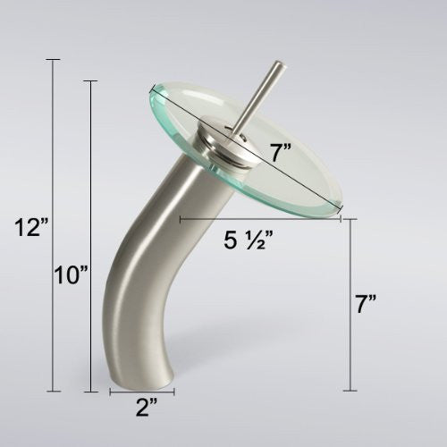 Aqua Decor Waterfall Tall Single Hole Mount Bathroom Vanity Faucet - (Brushed Nickel)