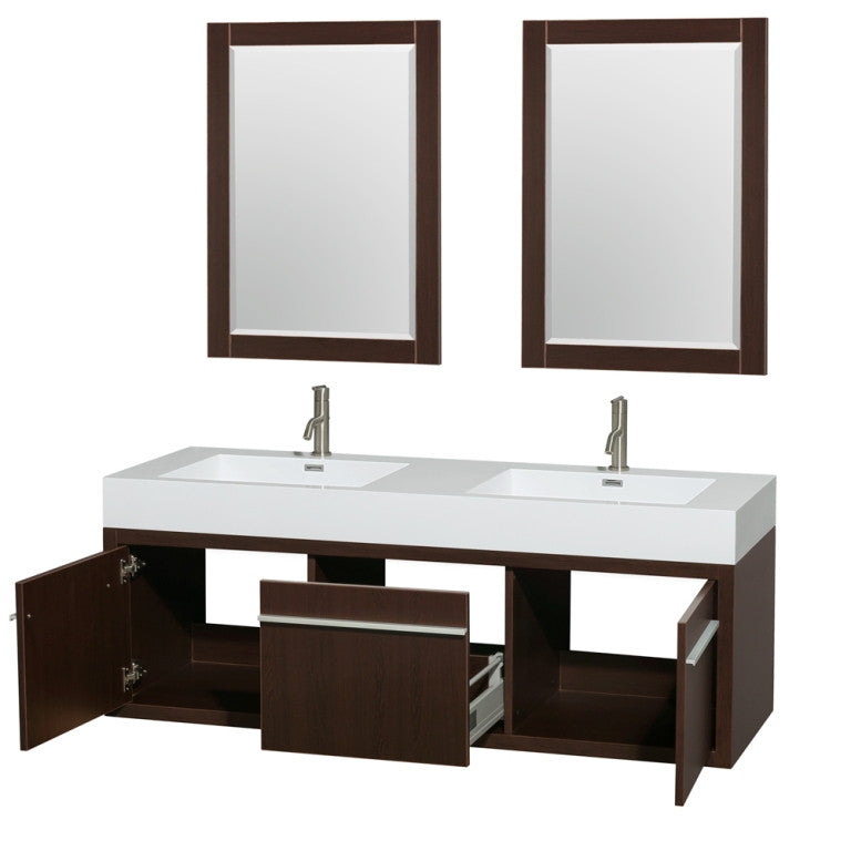 Axa 60" Double Bathroom Vanity Set With Integrated Sinks - Espresso