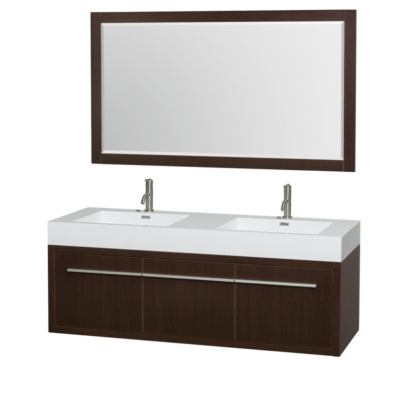 Axa 60" Double Bathroom Vanity Set With Integrated Sinks - Espresso