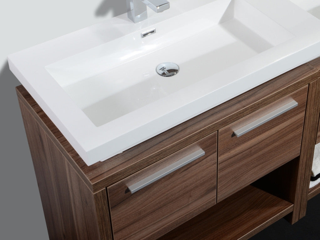 Aquamoon Sparta 31 1/2 Walnut Modern Bathroom Vanity Set
