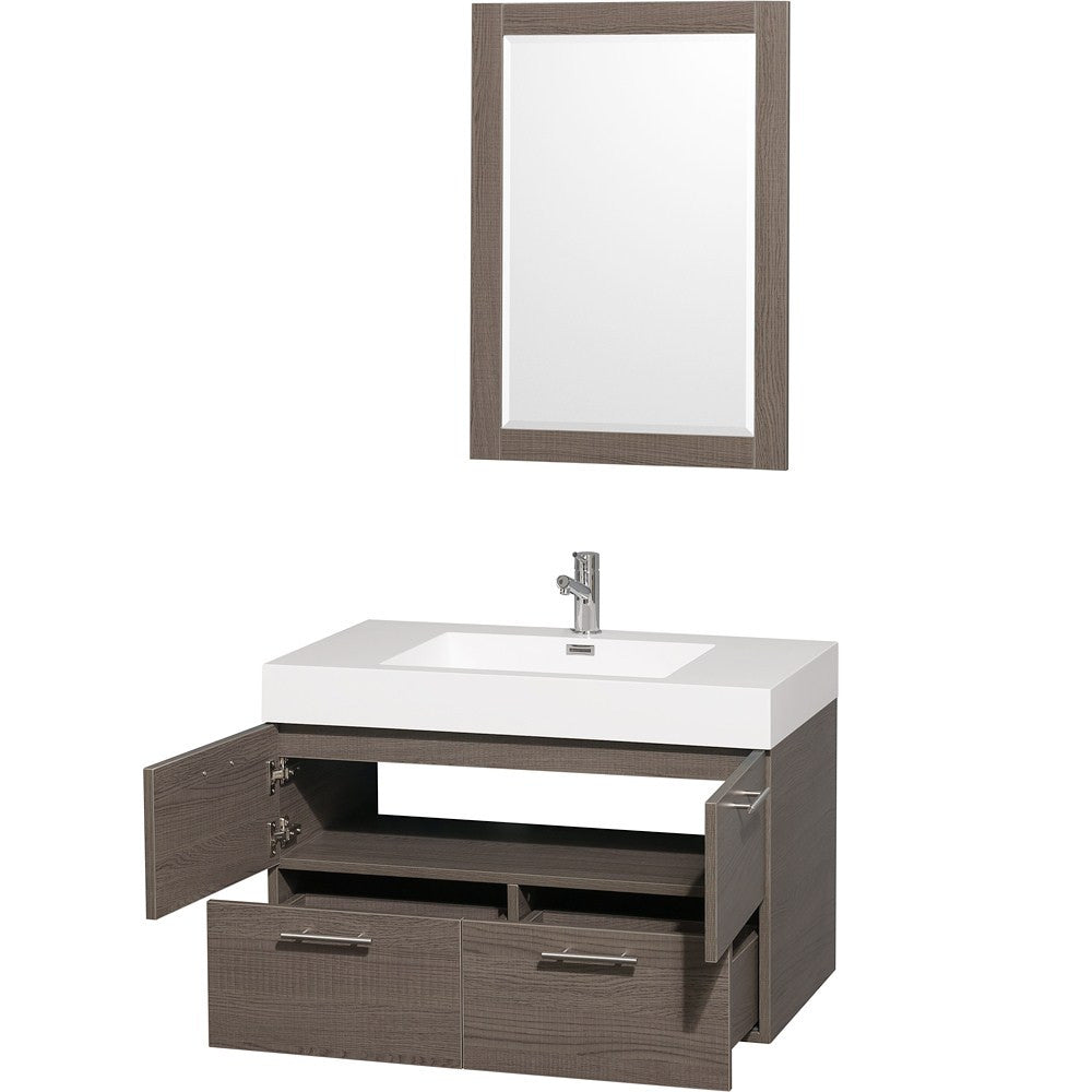 WYNDHAM COLLECTION Amare 36-Inch Wall-Mounted Bathroom Vanity Set With Integrated Sink - Gray Oak