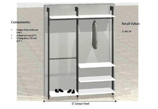 Modern Interior Modular Closet - 5 Feet Option # 1