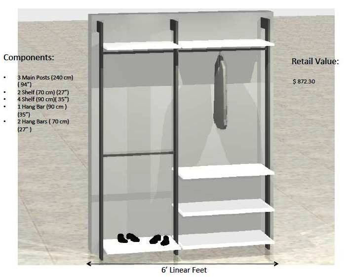 Modern Interior Modular Closet - 6 Feet Option # 1