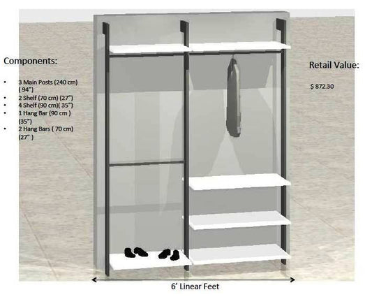 Modern Interior Modular Closet - 6 Feet Option # 1