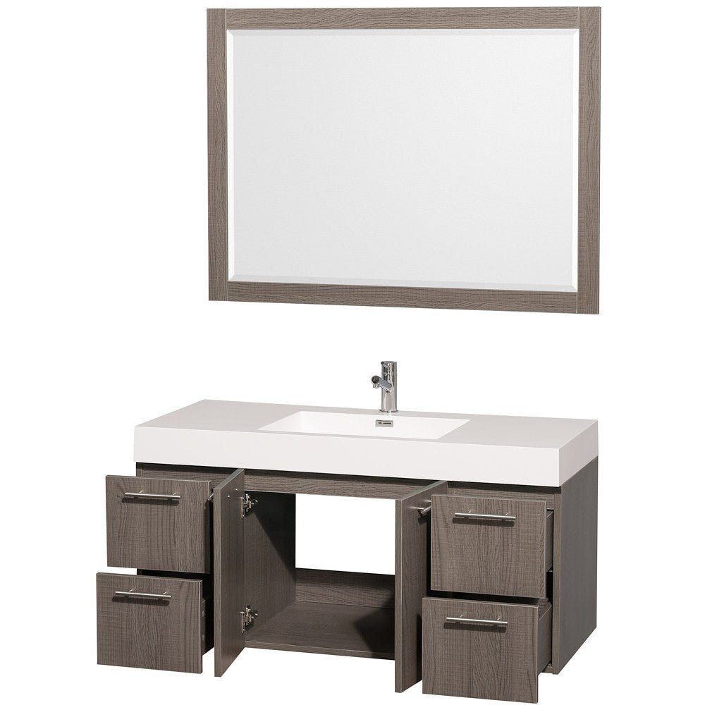 WYNDHAM COLLECTION Amare 48-Inch Wall Mounted Bathroom Vanity Set With Integrated Sink - Gray Oak