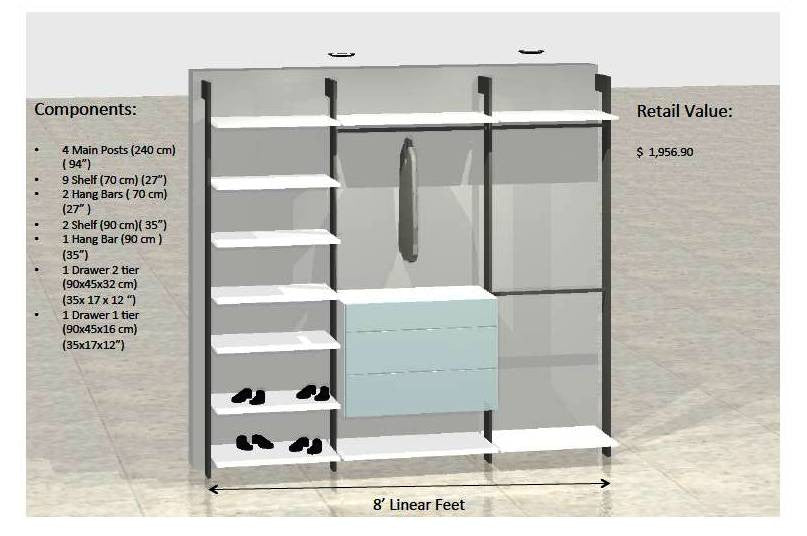 Modern Interior Modular Closet - 8 Feet Option # 3