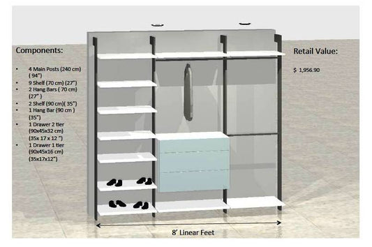 Modern Interior Modular Closet - 8 Feet Option # 3