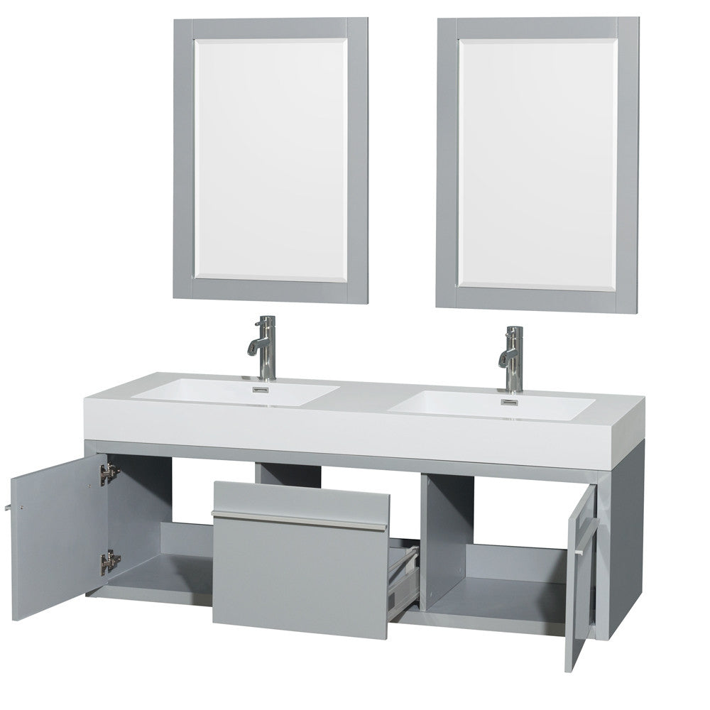 Axa 60 inch Double Bathroom Vanity in Dove Gray