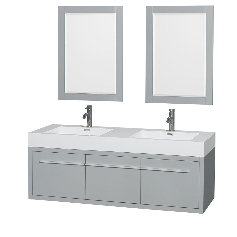 Axa 60 inch Double Bathroom Vanity in Dove Gray