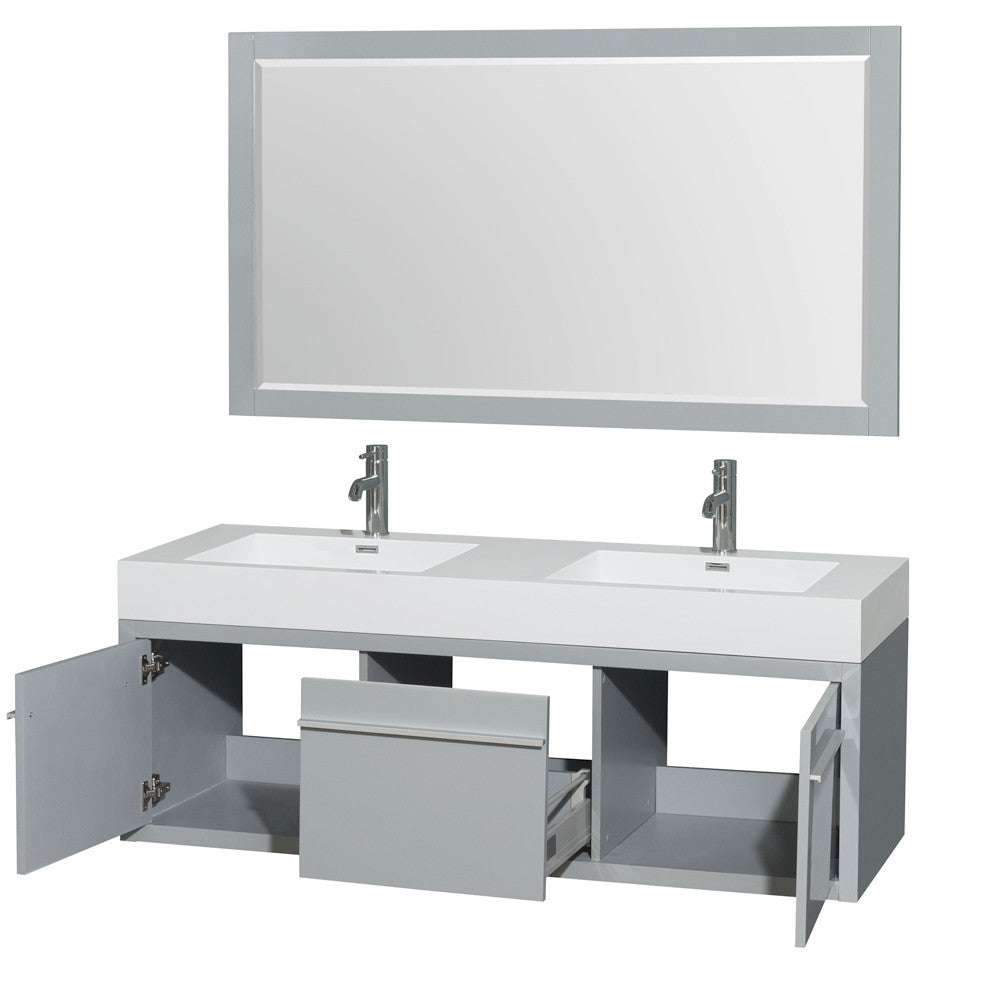 Axa 60 inch Double Bathroom Vanity in Dove Gray