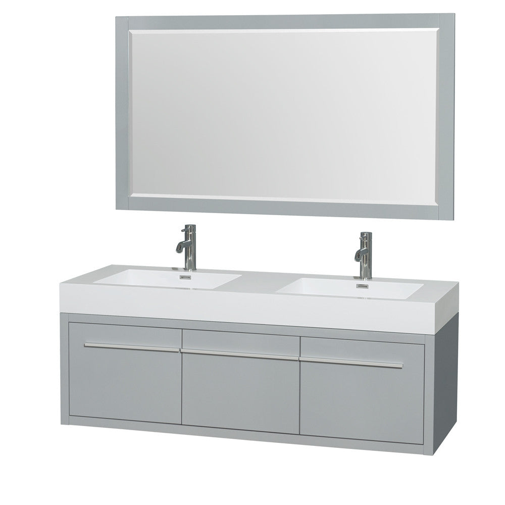 Axa 60 inch Double Bathroom Vanity in Dove Gray