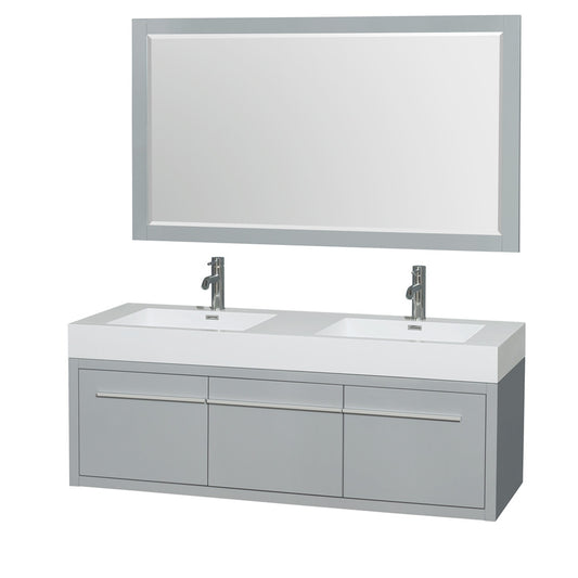 Axa 60 inch Double Bathroom Vanity in Dove Gray