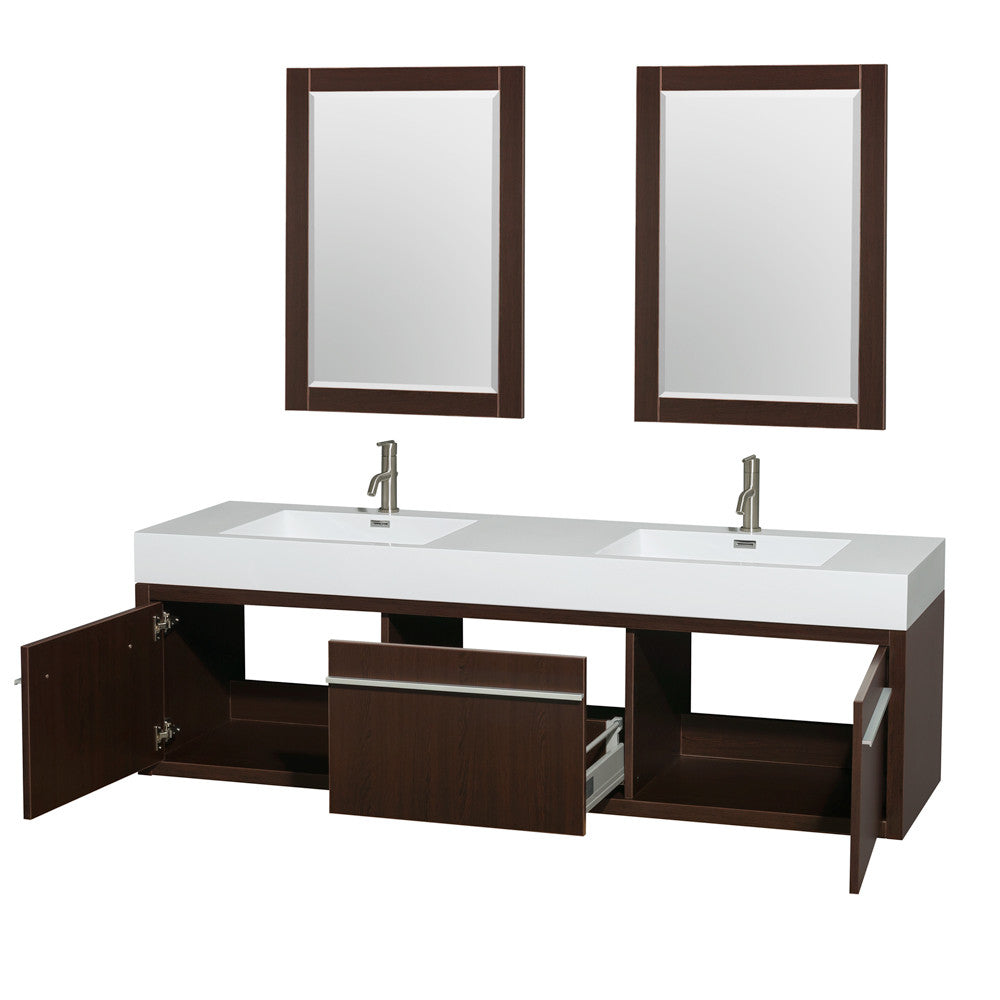 Axa 72 inch Double Bathroom Vanity Set in Espresso