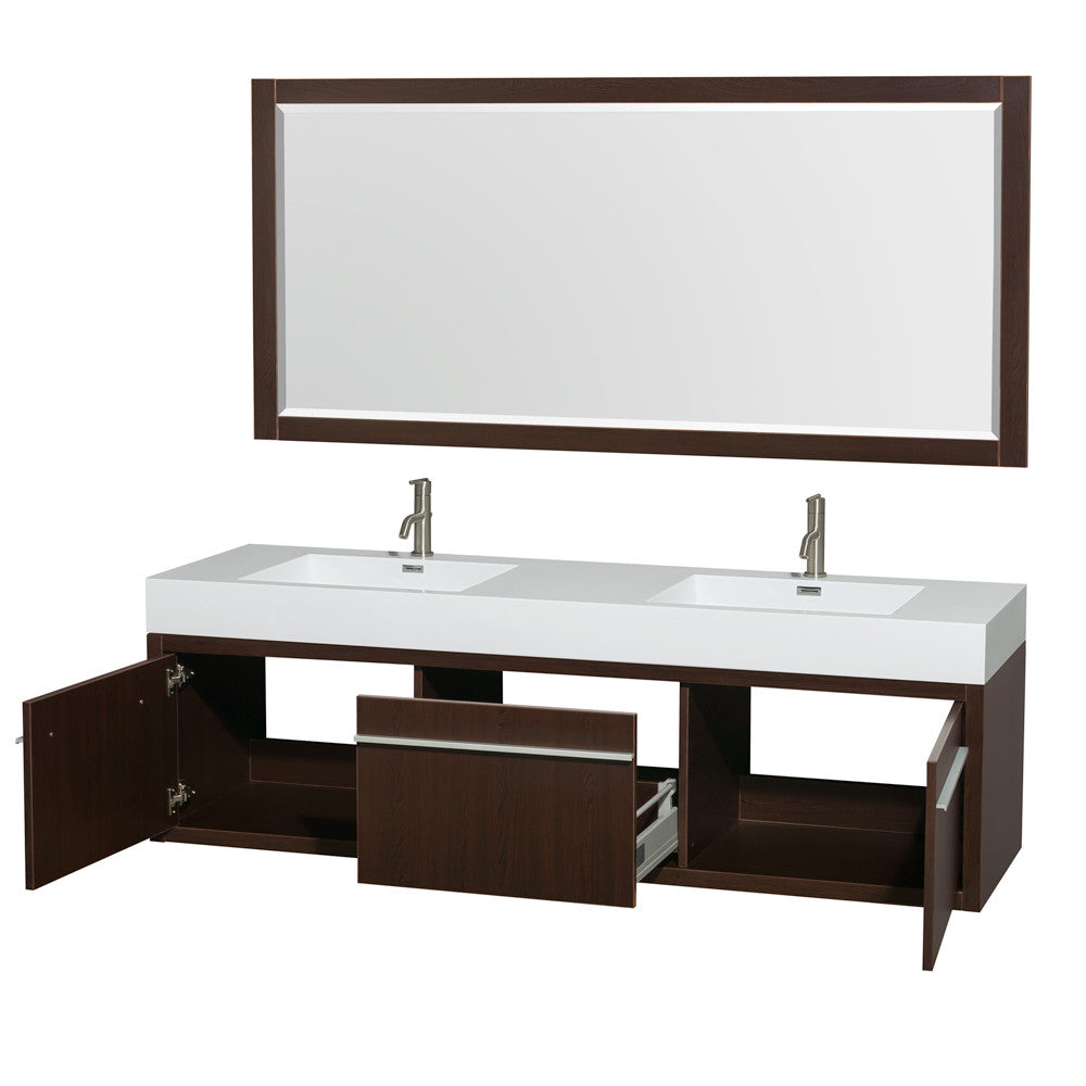 Axa 72 inch Double Bathroom Vanity Set in Espresso