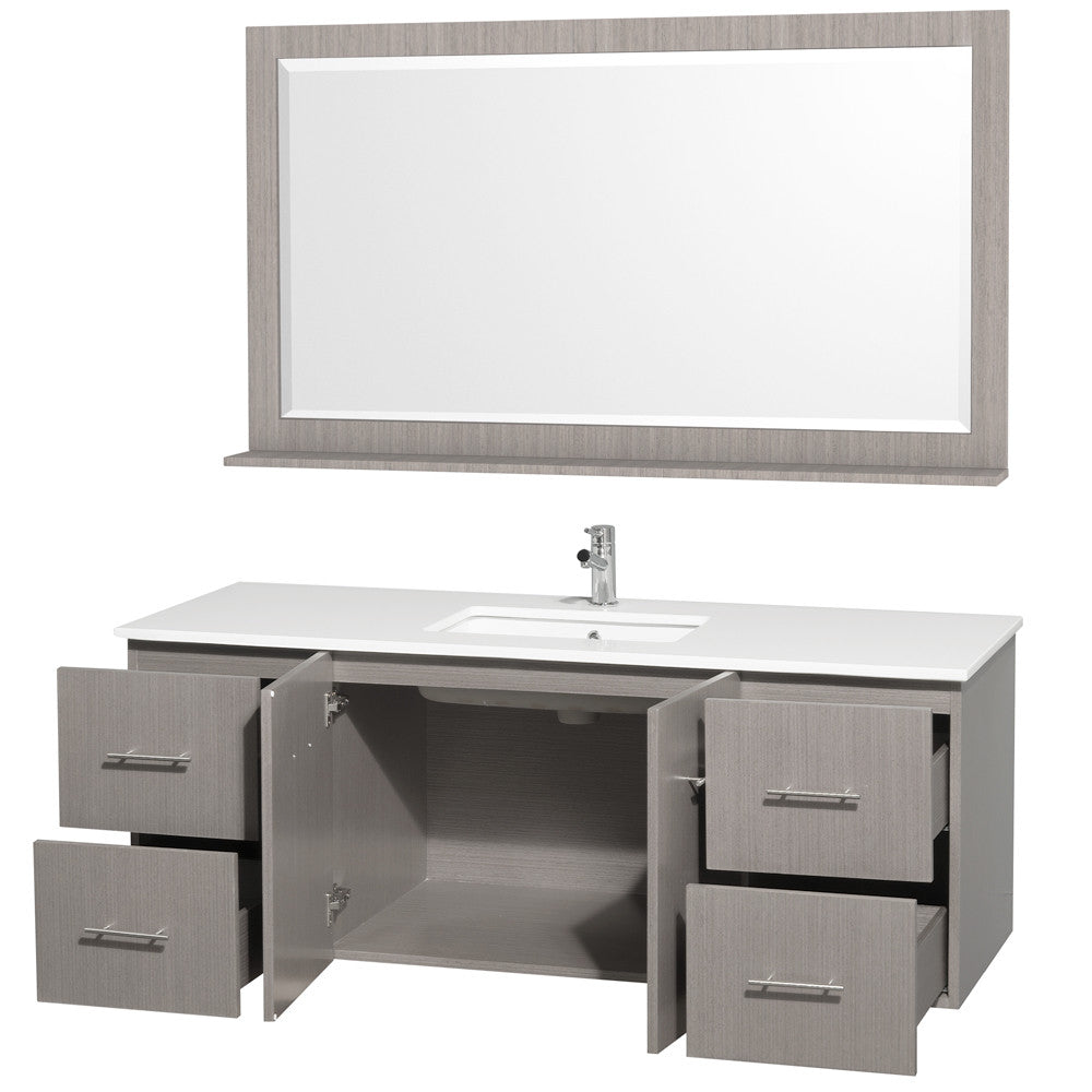 Centra 60 inch Single Bathroom Vanity Set -Gray Oak