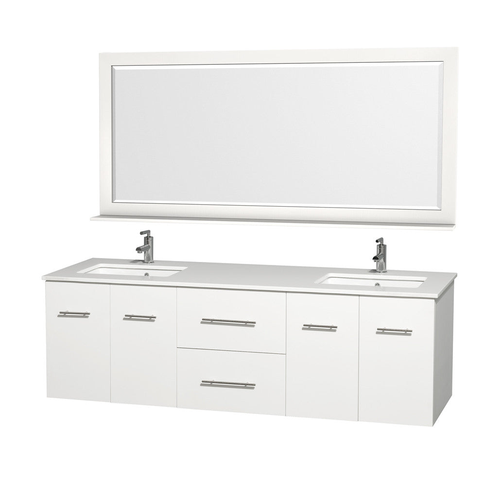 Centra 72 inch Double Bathroom Vanity Set -Matte White