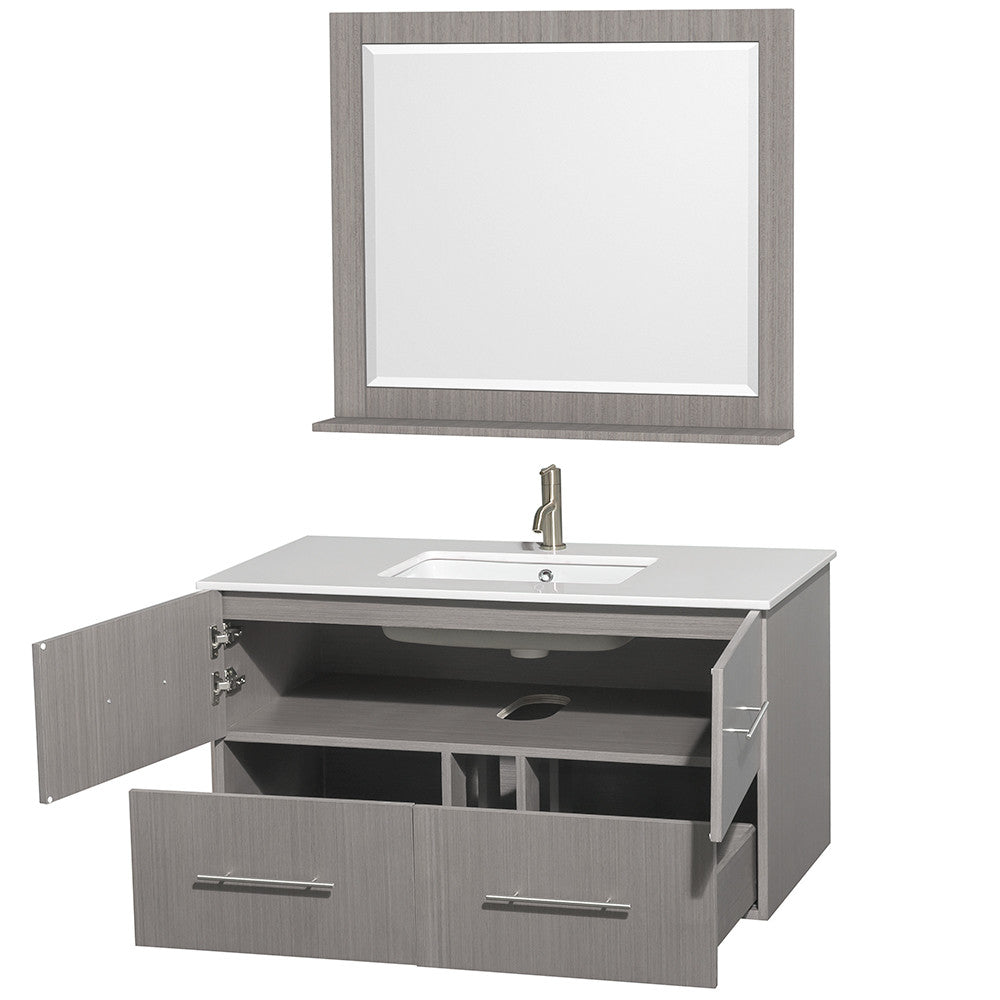 Centra 42-Inch Single Bathroom Vanity Set - Gray Oak