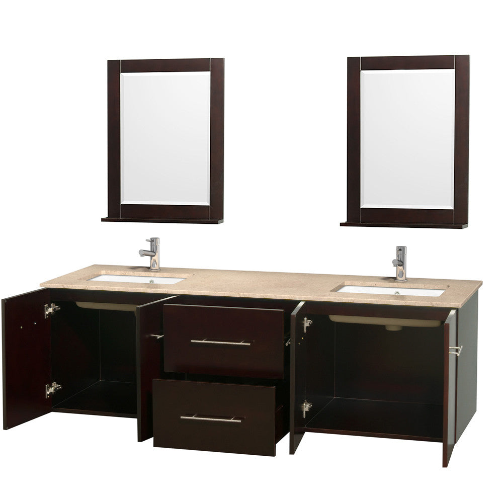 Centra 72-Inch Double Bathroom Vanity Set - Espresso