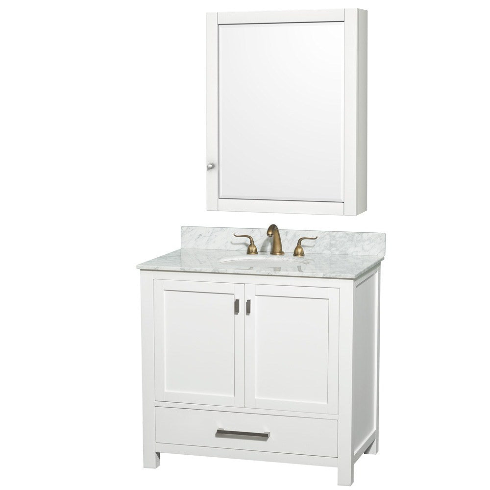 WYNDHAM COLLECTION Abingdon 36-inch Single Bathroom Vanity Set with Medicine Cabinet - White
