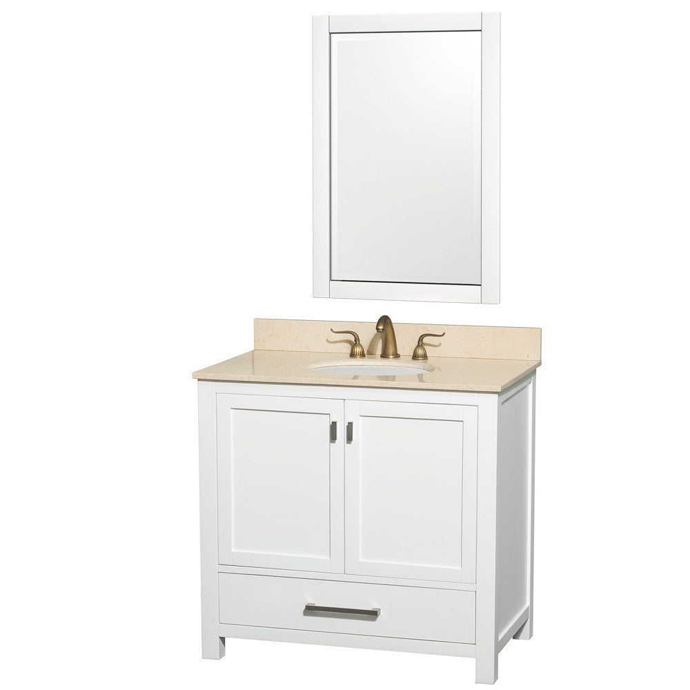 WYNDHAM COLLECTION Abingdon 36-inch Single Bathroom Vanity Set with Medicine Cabinet - White