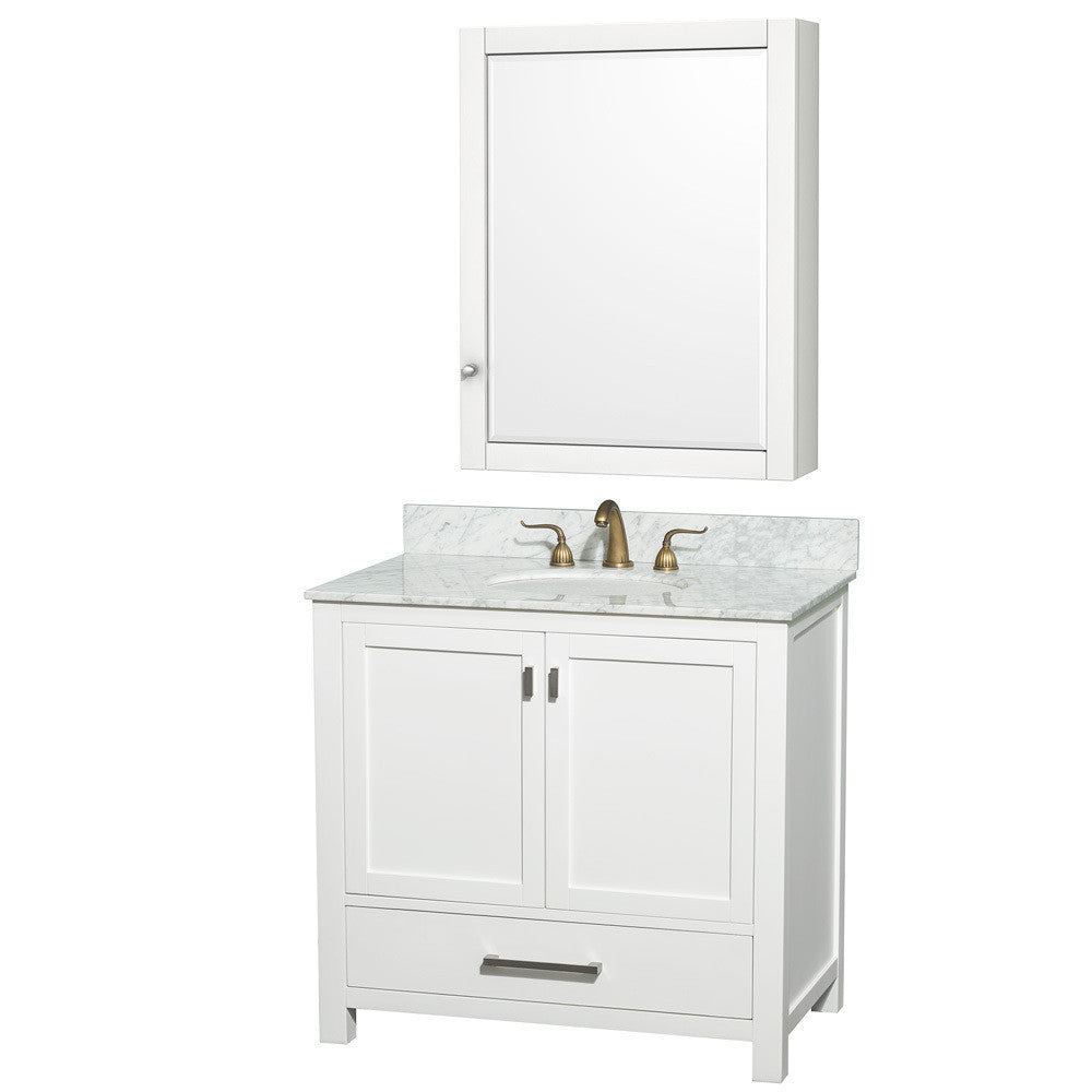 WYNDHAM COLLECTION Abingdon 36-inch Single Bathroom Vanity Set with Medicine Cabinet - White