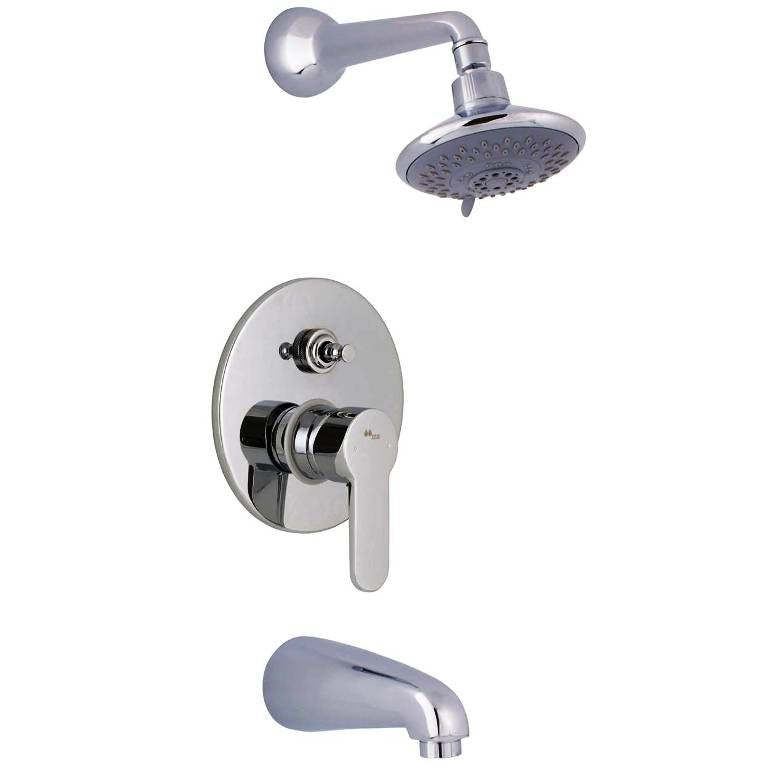 Mz Activa Modern Bathroom Shower Set W/ Spout - Chrome