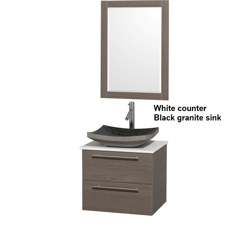 WYNDHAM COLLECTION Amare 24" Bathroom Vanity Set with Vessel Sink - Gray Oak