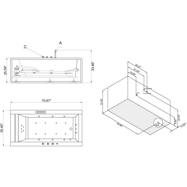Ariel Platinum AM151JDTSZ Whirlpool Bathtub