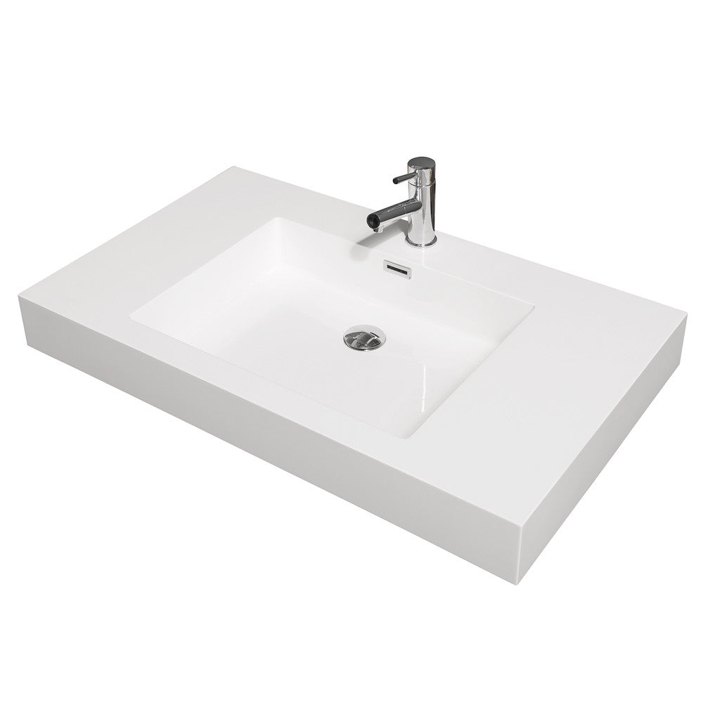 Wyndham Collection Amare 36" Wall-Mounted Bathroom Vanity Set With Integrated Sink - Glossy White