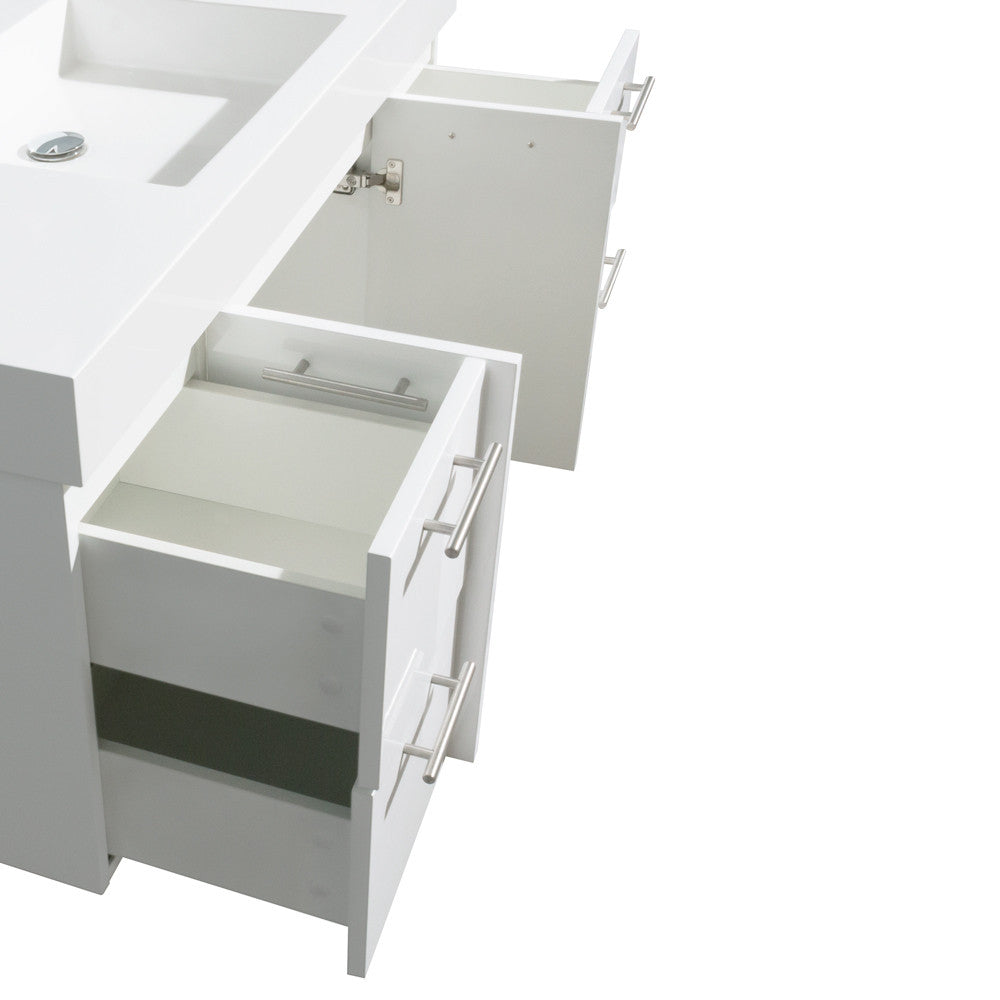 Wyndham Collection Amare 48" Wall-Mounted Bathroom Vanity Set With Integrated Sink - Glossy White