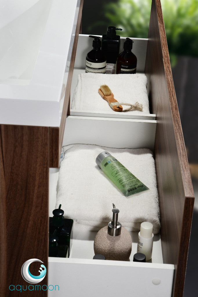 Aquamoon Hailey 56 Walnut Double Modern Bathroom Vanity Set