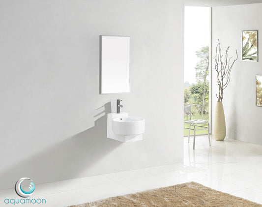 Aquamoon Kuatro Round White Pedestal Bathroom Sink