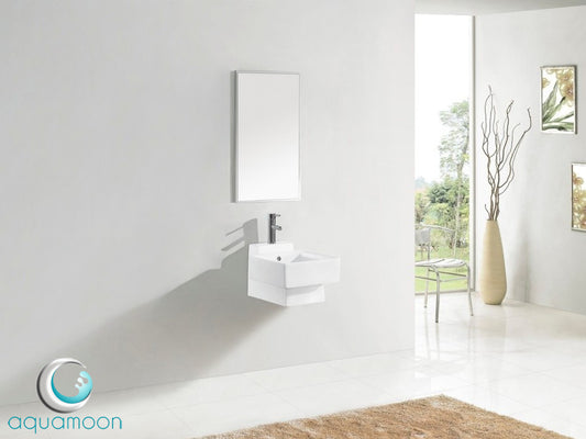 Aquamoon Kuatro Square White Pedestal Bathroom Sink