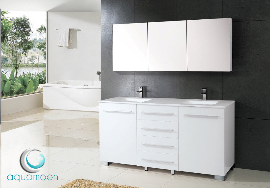 Aquamoon Elixir 71 Double Sink Modern Bathroom Vanity Set - White