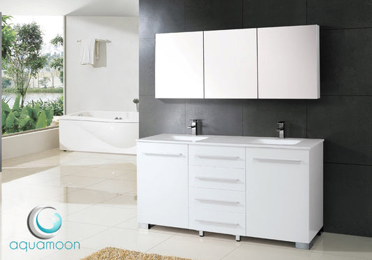 Aquamoon Elixir 71 Double Sink Modern Bathroom Vanity Set - White