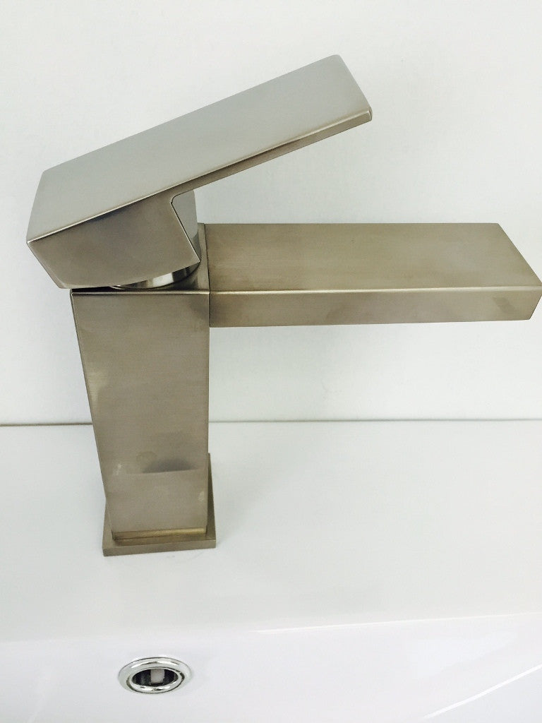 Aquamoon Milan Single Hole Mount Bathroom Faucet Brushed Nickel