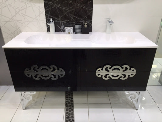 Aquamoon Niza 59 Double Sink Modern Bathroom Vanity Set - Black