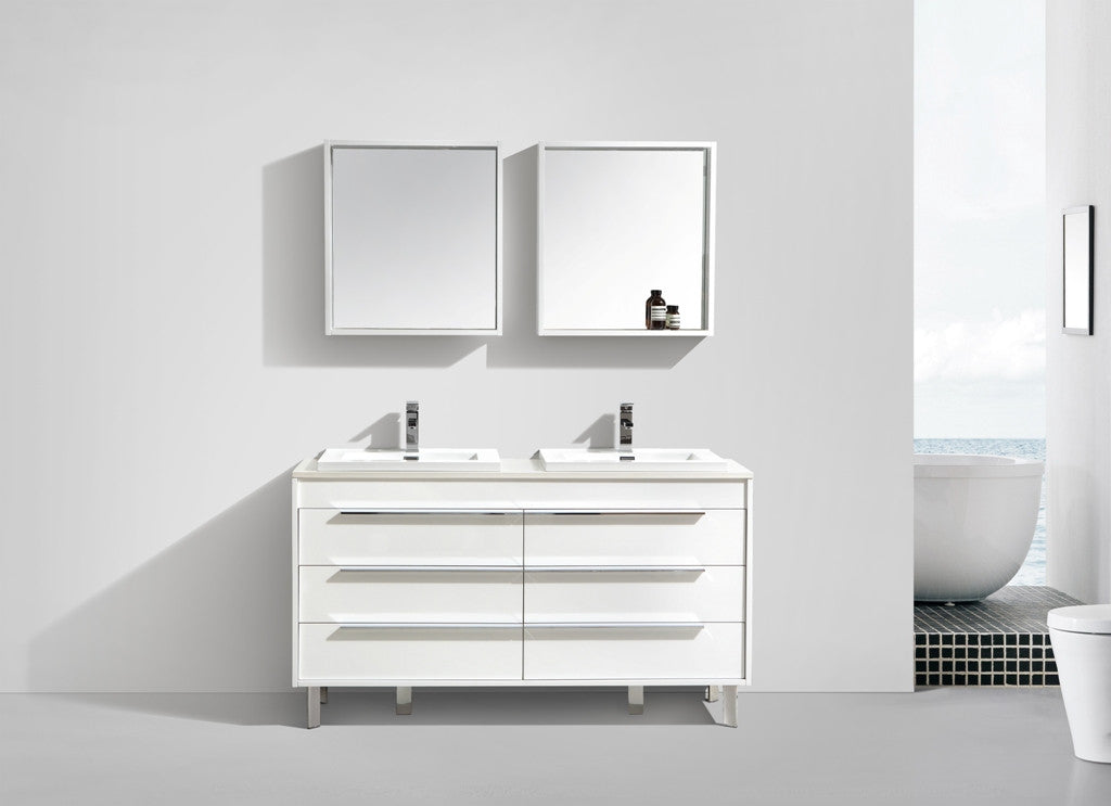 Aquamoon Roma 60 Double Modern Bathroom Vanity Set - White