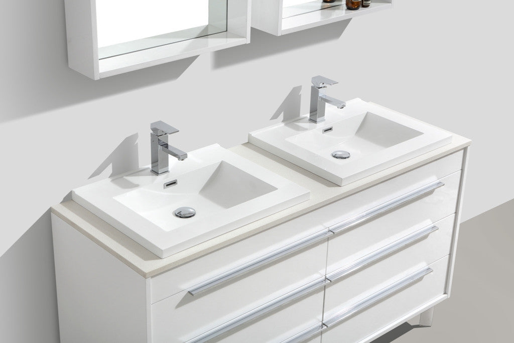 Aquamoon Roma 60 Double Modern Bathroom Vanity Set - White